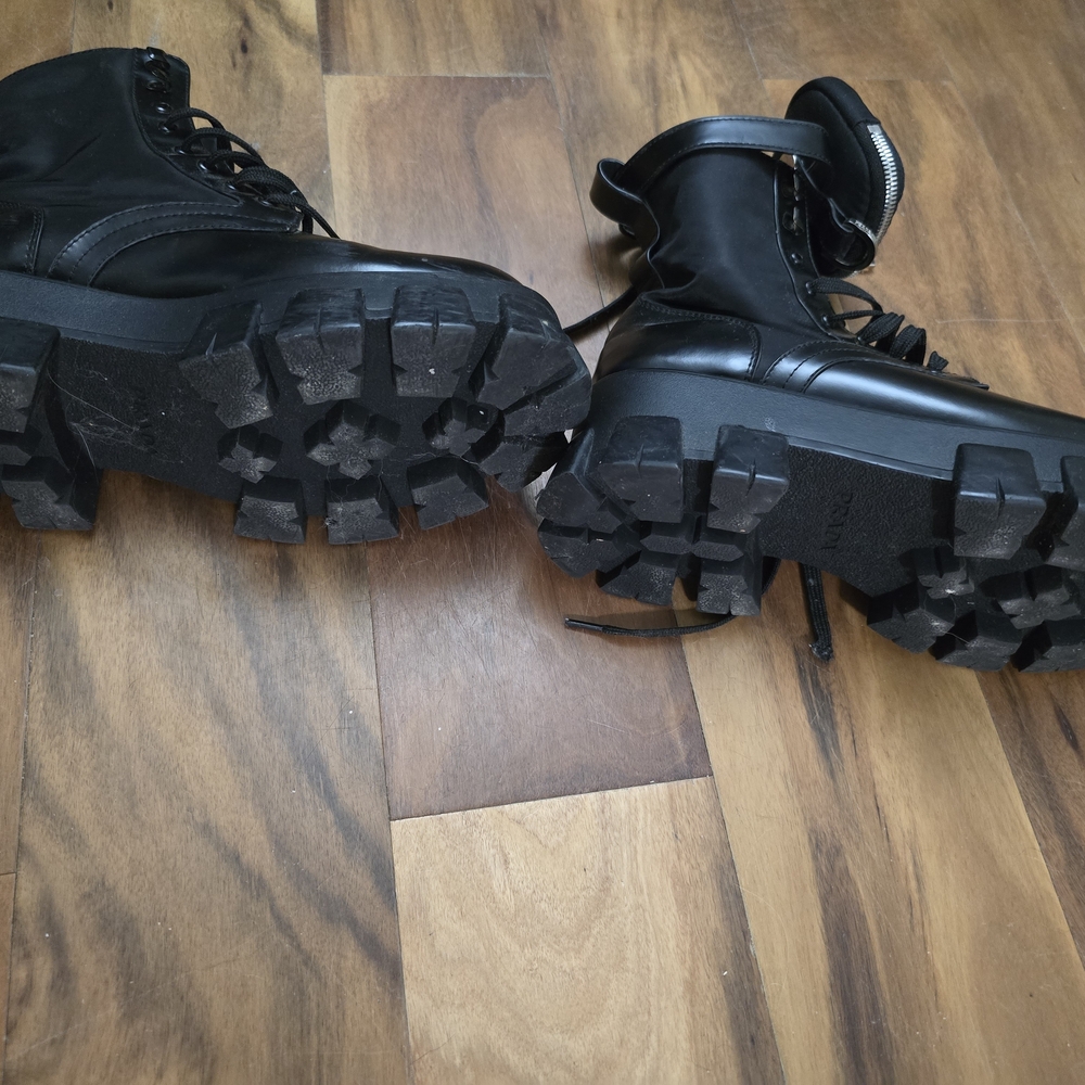 Prada Black Leather Combat Boots - Picture 7 of 7